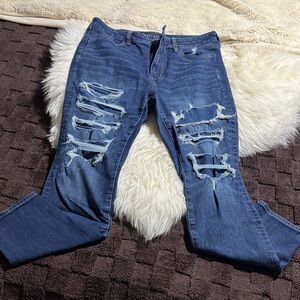 American Eagle Outfitters Ripped Blue Skinny Jeans